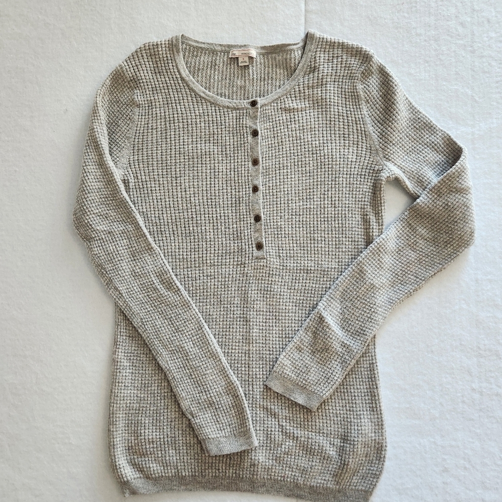 GAP Heather Gray Waffle Knit Sweater Size Small